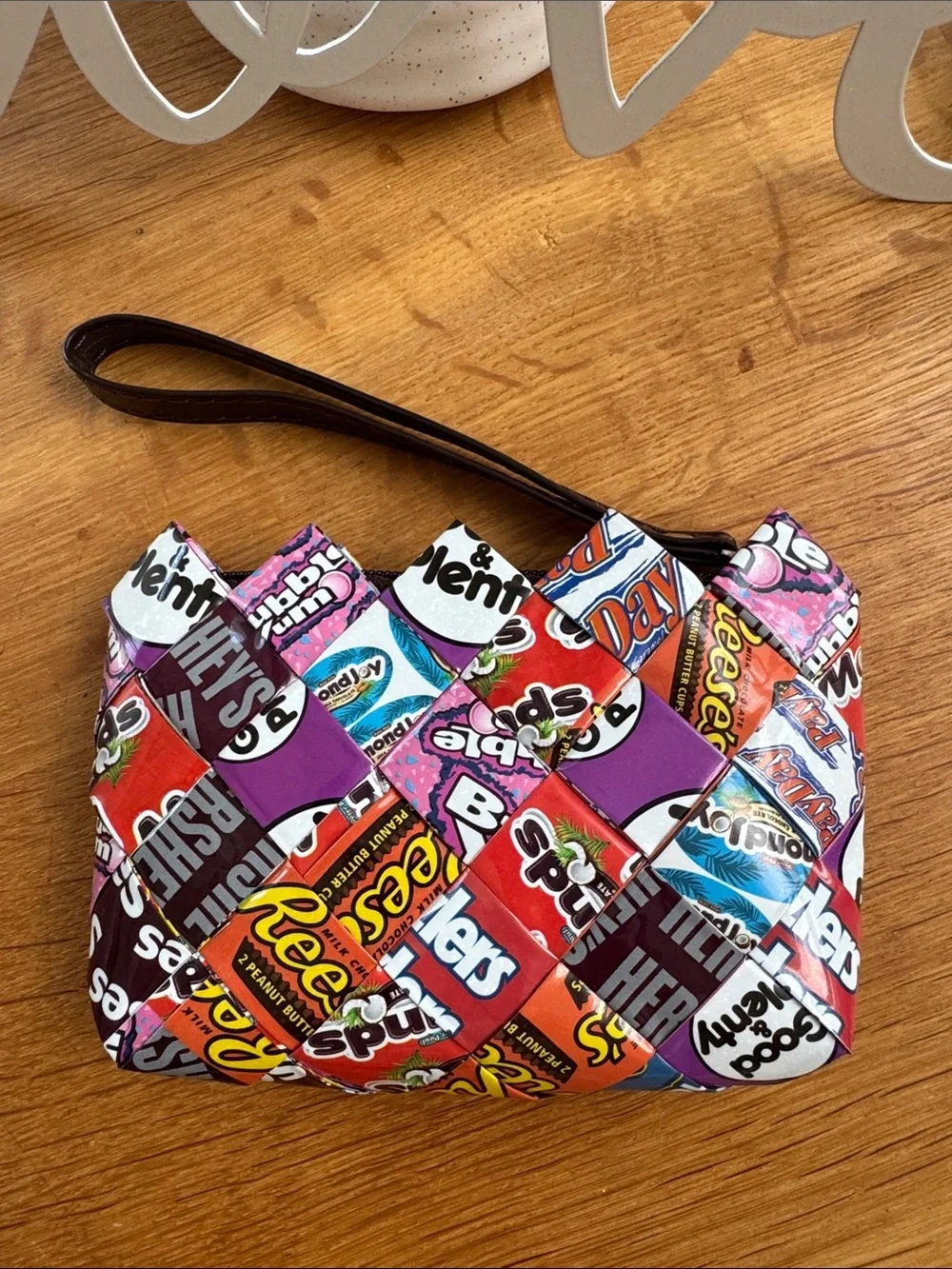 Candy Wrapper Patchwork Wristlet